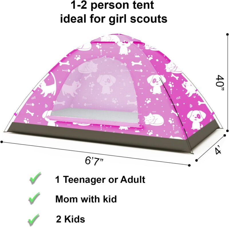 2 in 1 Indoor/Outdoor Tent for Kids, Small 1 or 2 Toddler/Kids Tent, Backpacking, Lightweight and Easy Pop up, Ideal for Backyard, Outside Camping, or Play Fort - Image 2