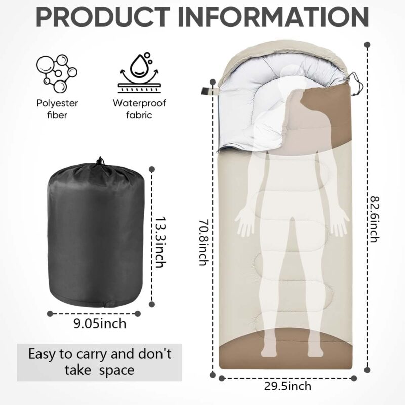 Sleeping Bags Portable Waterproof Camping Sleeping Bag for Adults Kids 4 Seasons Cold Weather or Warm Backpacking Hiking Mountaineering Indoor Outdoor Use - Image 2