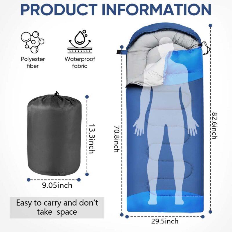 Sleeping Bags Portable Waterproof Camping Sleeping Bag for Adults Kids 4 Seasons Cold Weather or Warm Backpacking Hiking Mountaineering Indoor Outdoor Use - Image 2