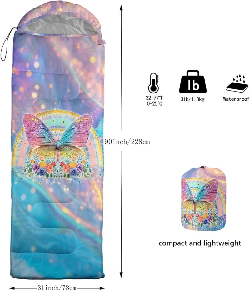Print sleeping bag,sleeping bags,Outdoor Camping Sleeping Bag，Suitable For Children Boys And Girls Portable,Waterproof,Compact And Lightweight,Great For Outdoor Camping,Backpacking And Hiking - Image 2
