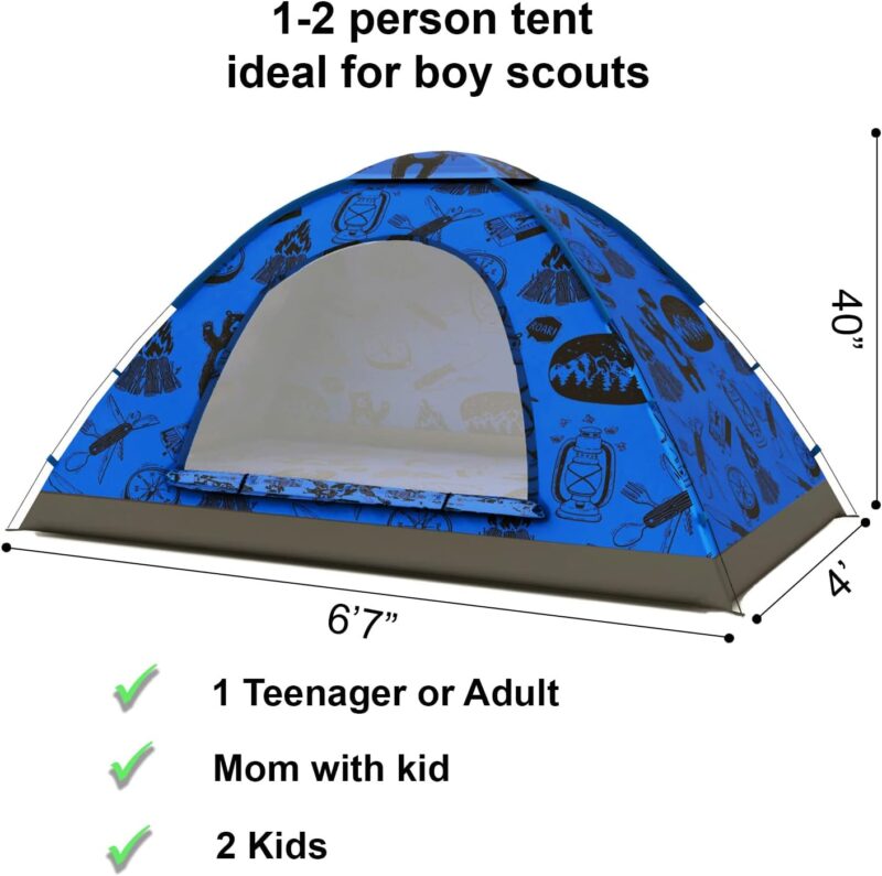 2 in 1 Indoor/Outdoor Tent for Kids, Small 1 or 2 Toddler/Kids Tent, Backpacking, Lightweight and Easy Pop up, Ideal for Backyard, Outside Camping, or Play Fort - Image 2
