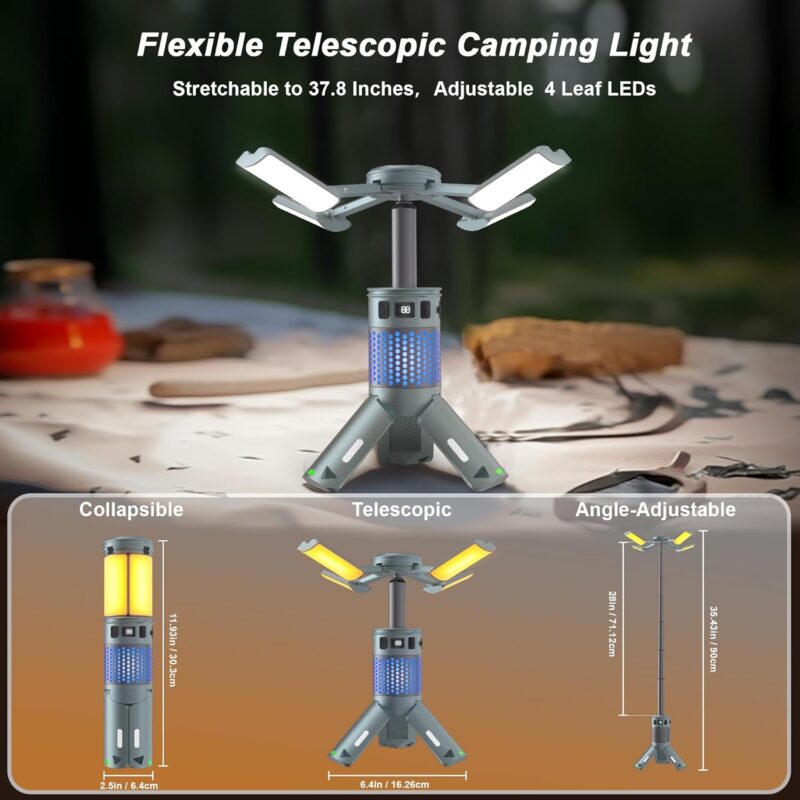 Camping Lights, Rechargeable Telescopic Camping Lights with Stand,12,000mAh Camping Lanterns & Lights with RGB, Magnetic Base, Portable Flashlights for Camping, Hiking, Emergency - Image 2