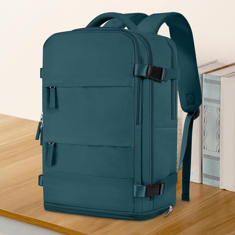 Travel Backpack For Women Men,Carry On Backpack,Hiking Backpack Waterproof Outdoor Sports Rucksack Casual Daypack Travel Essentials(Peacock Blue) - Image 2
