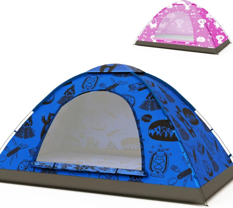 2 in 1 Indoor/Outdoor Tent for Kids, Small 1 or 2 Toddler/Kids Tent, Backpacking, Lightweight and Easy Pop up, Ideal for Backyard, Outside Camping, or Play Fort