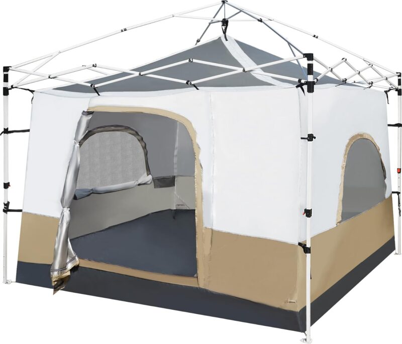Canopy Camping Tent for Pop Up Canopy Tent, Inner Tent Converts Straight Leg 10'x10' or 10'x20' Canopy into Camping Tent, Fits 4-6 Person(Frame/Shelter NOT Included)