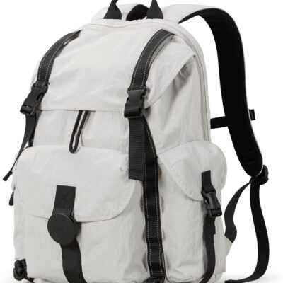 Travel Backpack for Women Men, 18 Inch Carry On Laptop Backpack Flight Approved fits 16'' Laptop, Lightweight Waterproof Hiking Backpack Travel Outdoor Business Casual Daypack, Light Gray