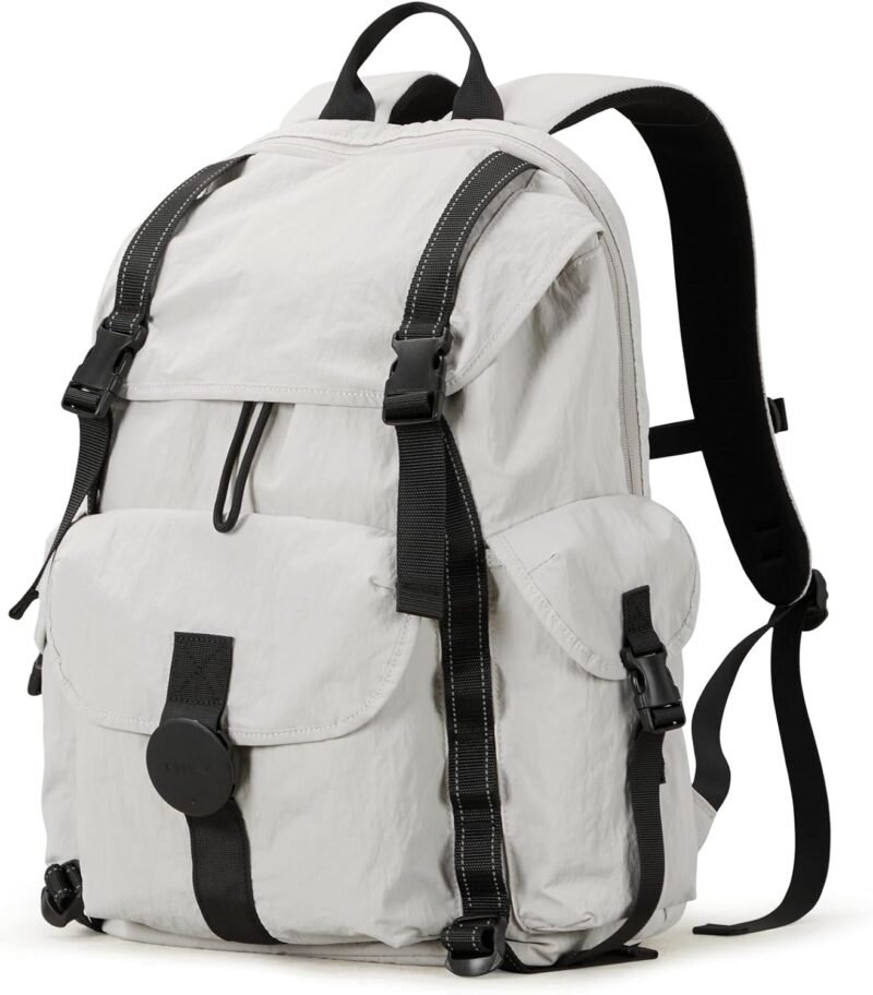Travel Backpack for Women Men, 18 Inch Carry On Laptop Backpack Flight Approved fits 16'' Laptop, Lightweight Waterproof Hiking Backpack Travel Outdoor Business Casual Daypack, Light Gray