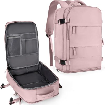 Travel Backpack For Women Men,Carry On Backpack,Hiking Backpack Waterproof Outdoor Sports Rucksack Casual Daypack travel essentials（Pink Purple）