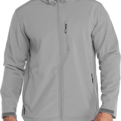 Men's Lightweight Softshell Jacket Fleece Lined Hooded Water Resistant Winter Hiking Windbreaker Jackets