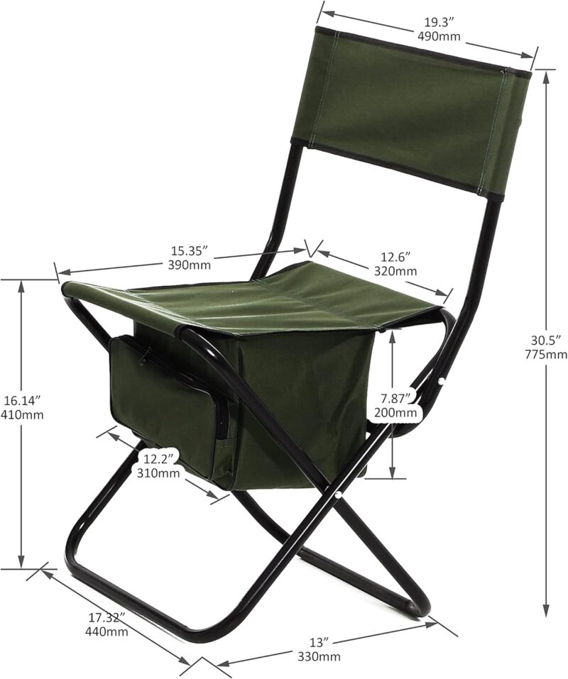 Set of 5, Indoor, Camping, Picnics, Beach,Backyard, BBQ, Party, Patio, Black/Green Folding Outdoor Table and Chairs Set - Image 2