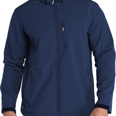 Men's Lightweight Softshell Jacket Fleece Lined Hooded Water Resistant Winter Hiking Windbreaker Jackets