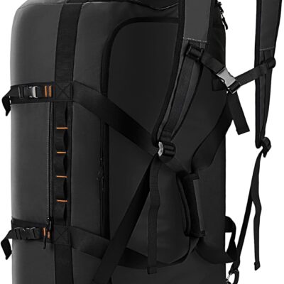 40L/60L/90L Large Waterproof Duffle Bag Backpack for Men, Mens Duffel Backpack Bags for Traveling, Heavy Duty (Black, 90l)