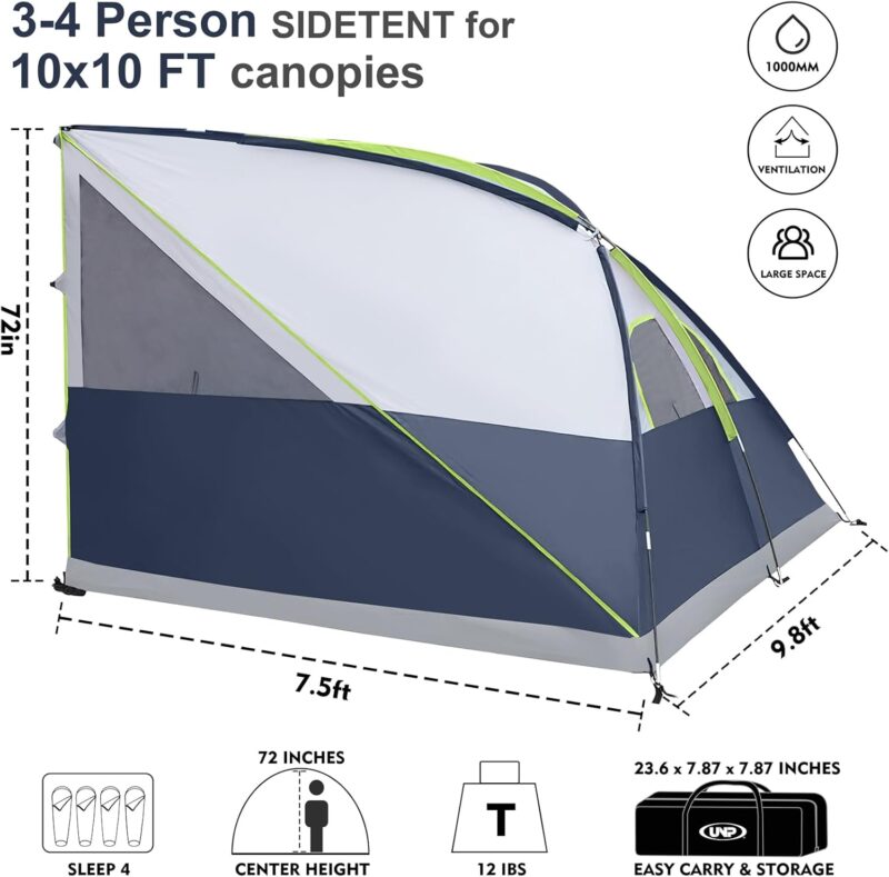Camping Cube | Pop Up Canopy Side Tent for 10' x 10' Canopies Tent Easy Set Up Gazebo, Dark Blue (Canopy/SHELTER NOT Included) - Image 2