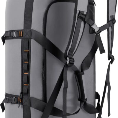 40L/60L/90L Large Waterproof Duffle Bag Backpack for Men, Mens Duffel Backpack Bags for Traveling, Heavy Duty (Grey, 90L)