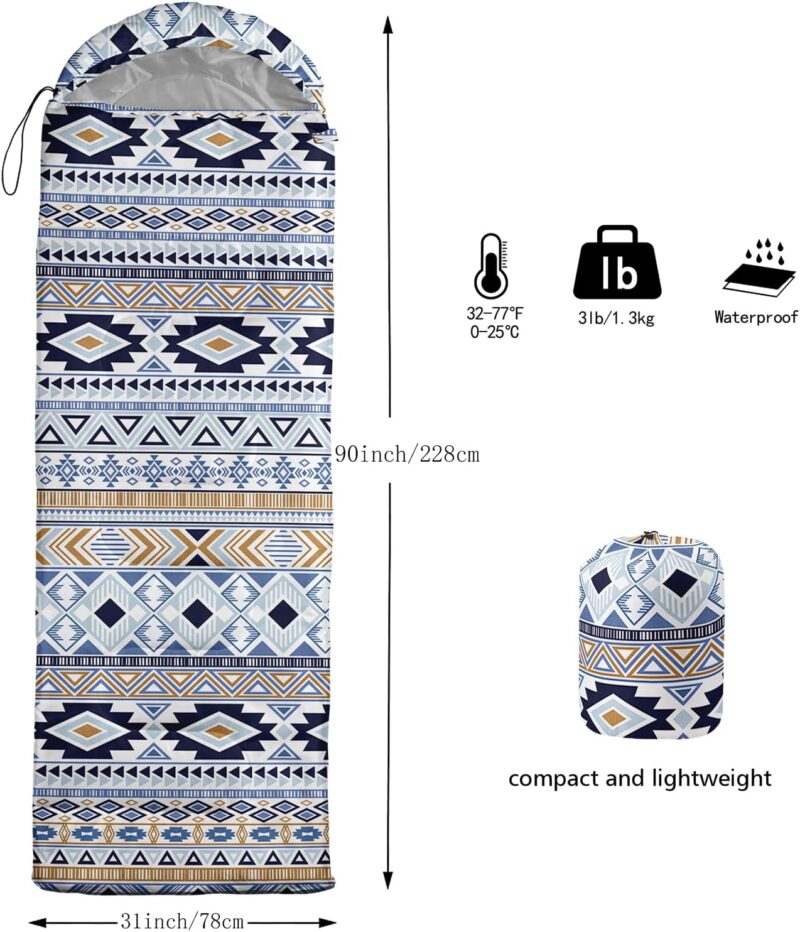 Sleeping Bags for Adults and Kids，3D Printing Camping Sleeping Bag for Girls Boys Lightweight Waterproof Cold/Warm 3-Season，Outdoor Travel with Compression Bags - Image 2