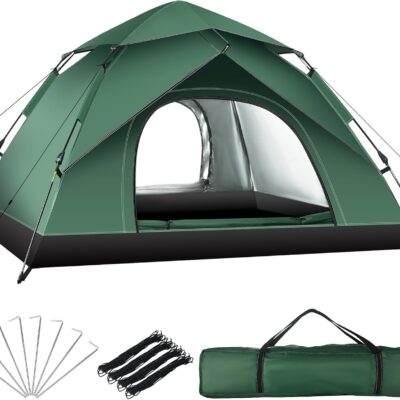 1-2 Person Instant Pop Up Tent, Quick Setup Lightweight Camping Tent for Solo or Duo, Waterproof Windproof Dome Tent for Hiking, Backpacking, Beach, Festival with Carry Bag