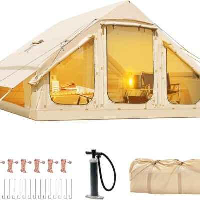 Inflatable Tents for Camping, Blow Up Tent with Hand Pump, Easy Setup InflatableTent 4 Season Tent, Waterproof Oxford Air Glamping Tents for Camping Adult 4/6/8 Person