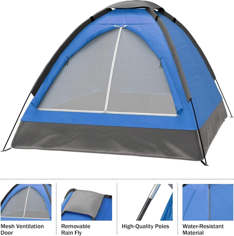 2-Person Dome Tent – Easy Set Up Shelter with Rain Fly and Carrying Bag for Camping - Image 2