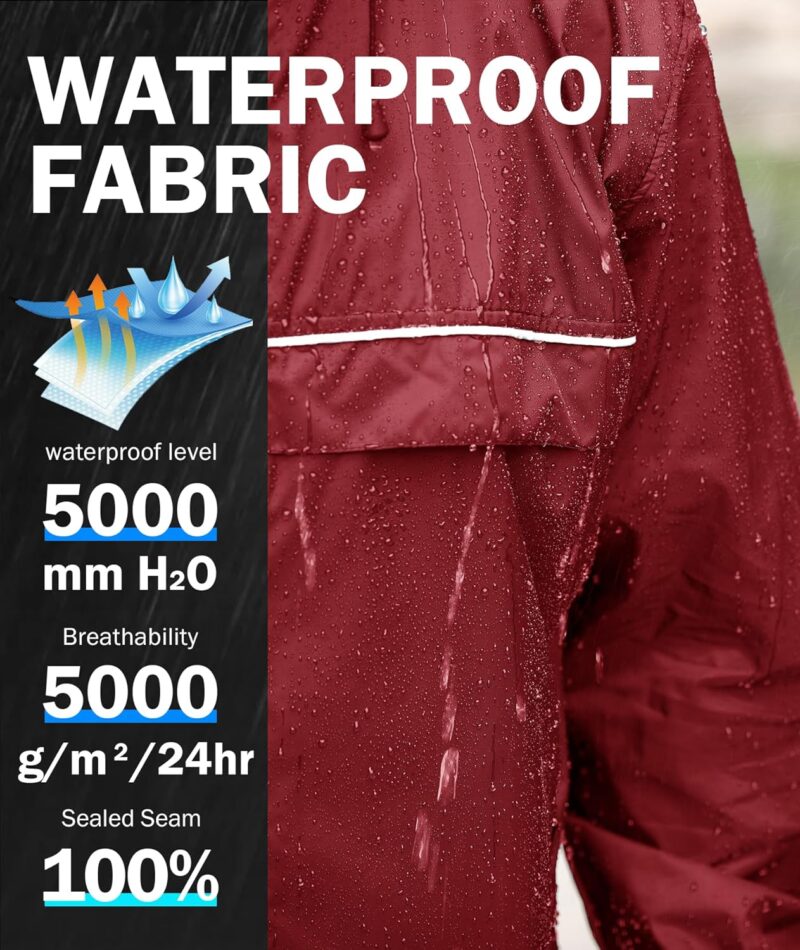 Mens Waterproof Windbreaker Rain Jacket Lightweight Packable Raincoat with Hood for Golf Hiking Travel - Image 2