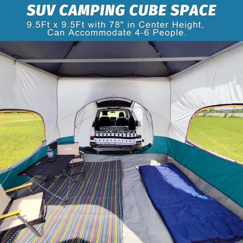 Camping Cube Tent 10'x10' - Converts 10' Straight Leg Canopy into Camping Tent - Connect Jeep & SUV Tailgate - Ocean Blue (Canopy Pole/Shelter NOT Included) - Image 2