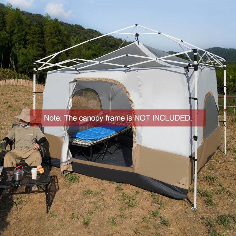 Canopy Camping Tent for Pop Up Canopy Tent, Inner Tent Converts Straight Leg 10'x10' or 10'x20' Canopy into Camping Tent, Fits 4-6 Person(Frame/Shelter NOT Included) - Image 2