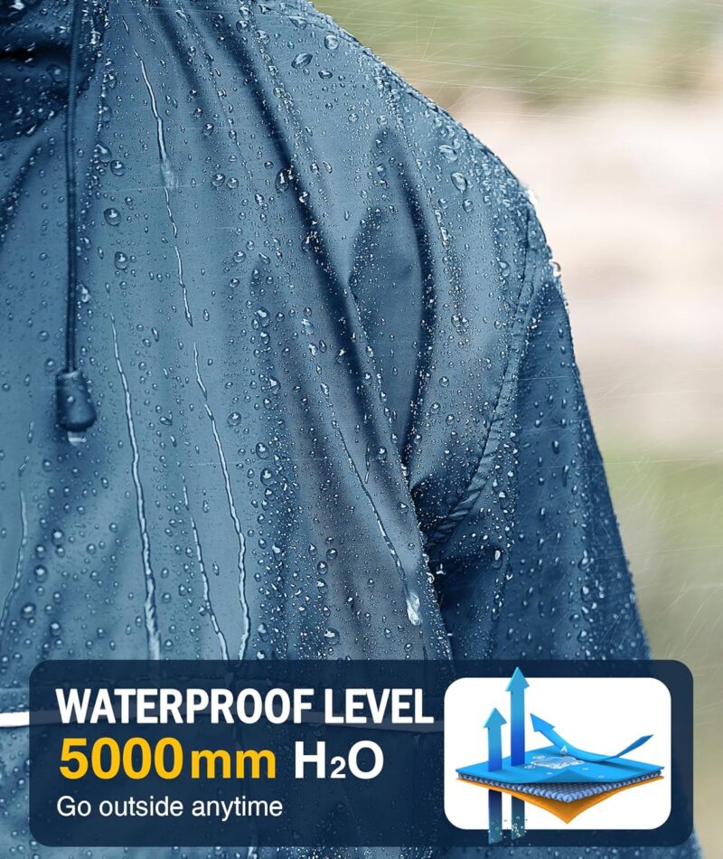 Rain Jacket Men Waterproof Windbreaker, Lightweight Hooded Raincoat for Daily Casual - Image 2
